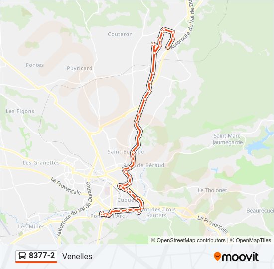 Plan de la ligne 8377-2 de bus