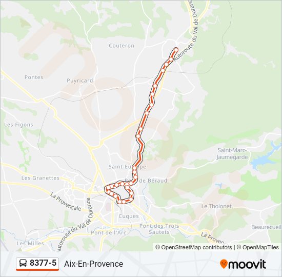 Plan de la ligne 8377-5 de bus