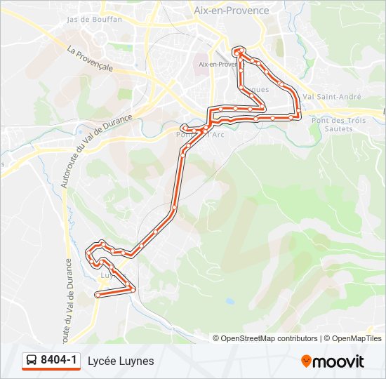 Plan de la ligne 8404-1 de bus