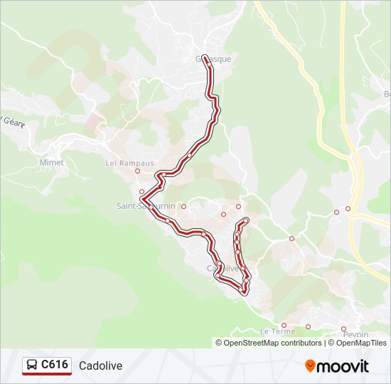 Plan de la ligne C616 de bus