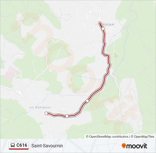 Plan de la ligne C616 de bus