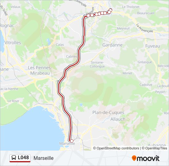 Plan de la ligne L048 de bus