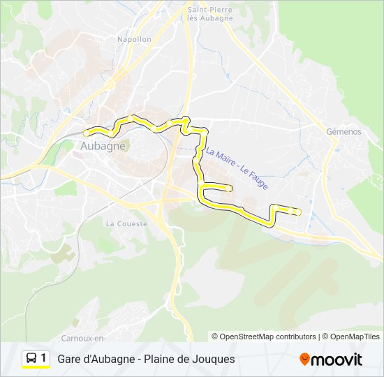 Plan de la ligne 1 de bus