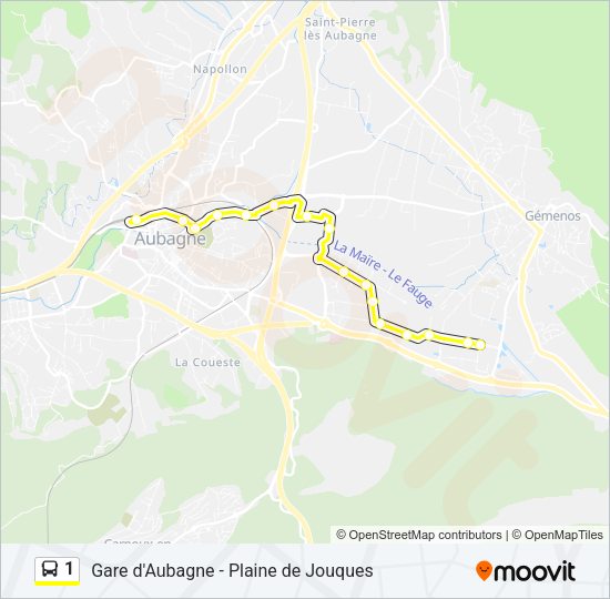 Plan de la ligne 1 de bus