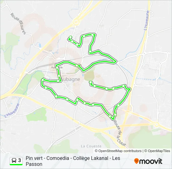 3 Bus Line Map