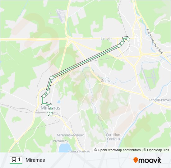Plan de la ligne 1 de bus