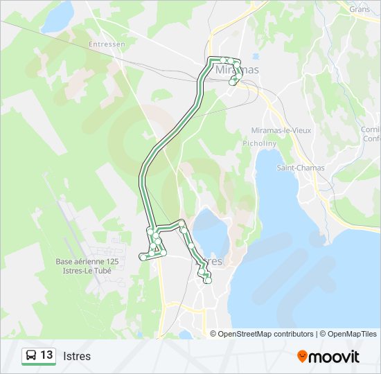 Plan de la ligne 13 de bus