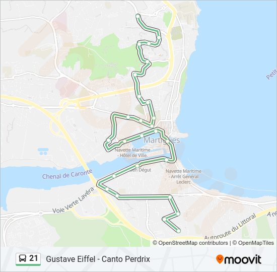 Plan de la ligne 21 de bus