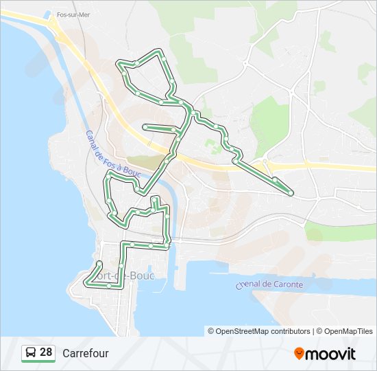 Plan de la ligne 28 de bus