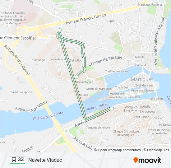 Plan de la ligne 33 de bus