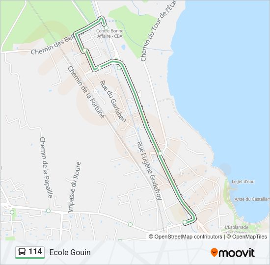 Plan de la ligne 114 de bus