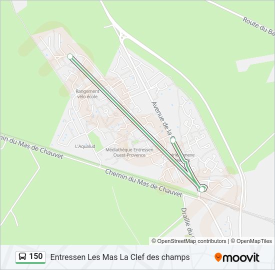 Plan de la ligne 150 de bus