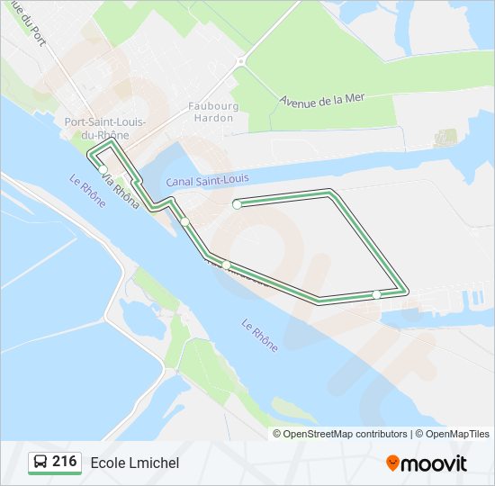 Plan de la ligne 216 de bus
