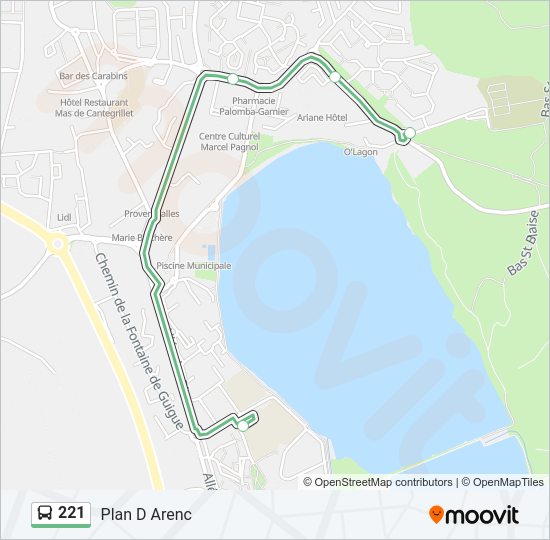 Plan de la ligne 221 de bus