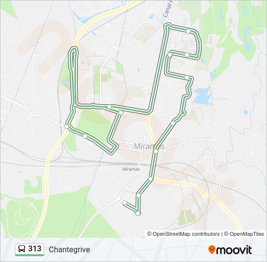 Plan de la ligne 313 de bus