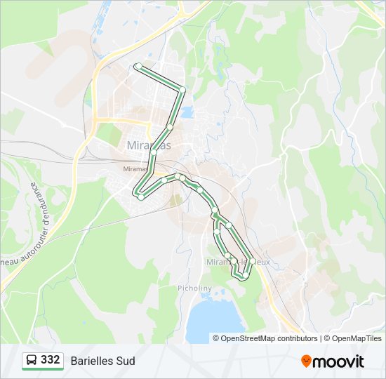 Plan de la ligne 332 de bus
