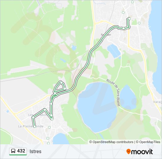 Plan de la ligne 432 de bus