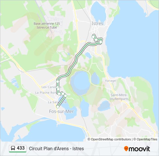 Plan de la ligne 433 de bus