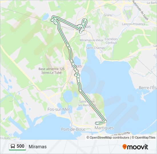 Plan de la ligne 500 de bus
