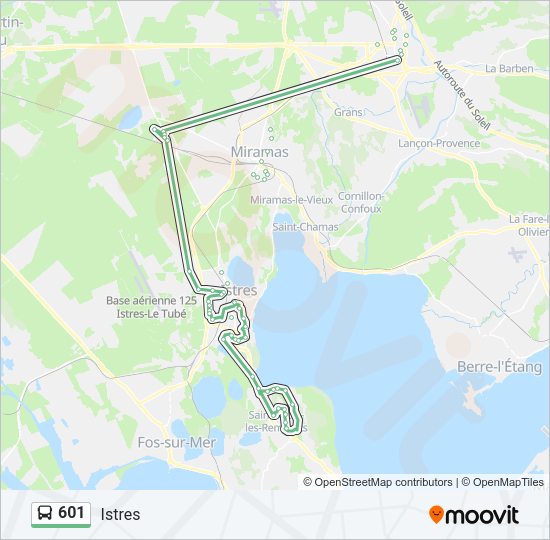 Plan de la ligne 601 de bus