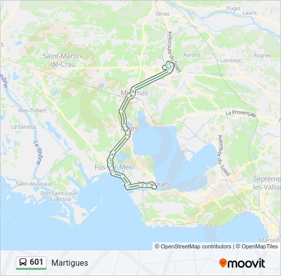 Plan de la ligne 601 de bus