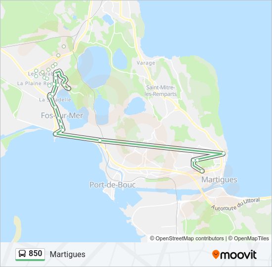 Plan de la ligne 850 de bus