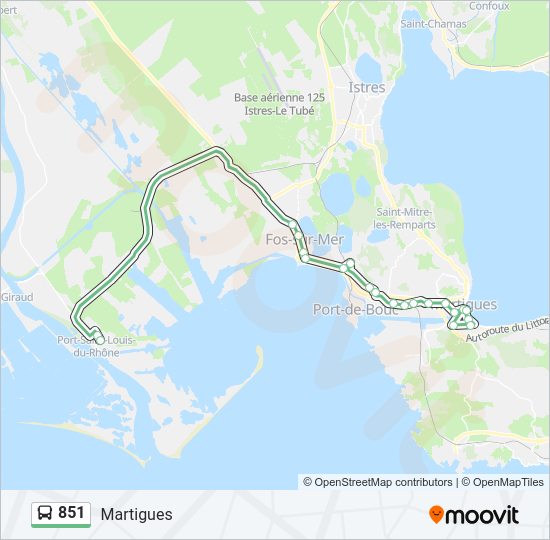 Plan de la ligne 851 de bus
