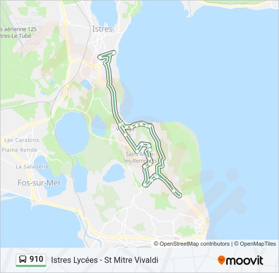 Plan de la ligne 910 de bus