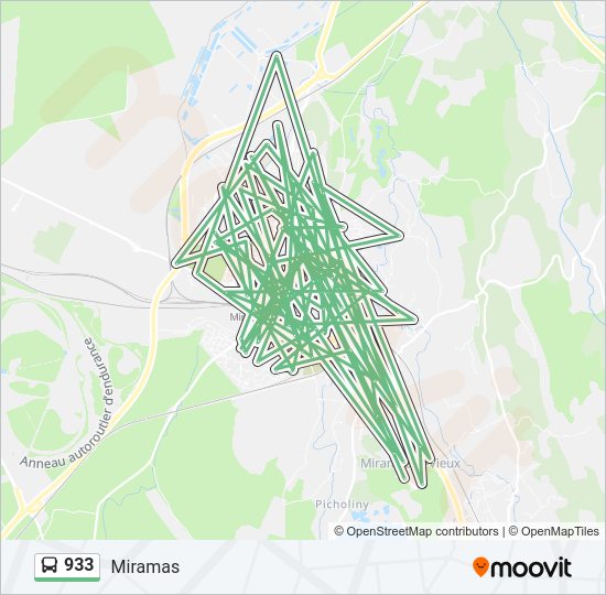 Plan de la ligne 933 de bus