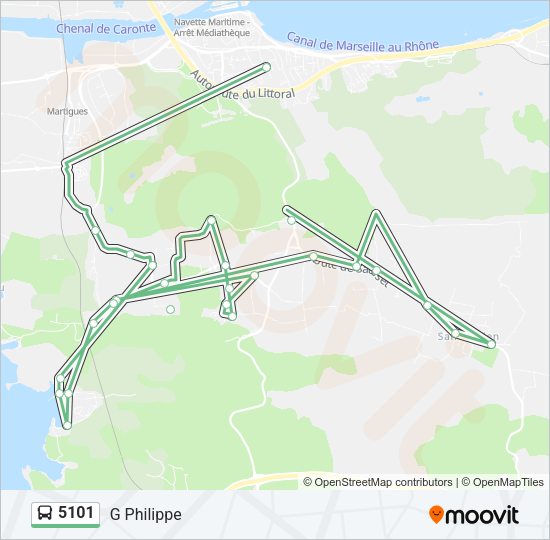 Plan de la ligne 5101 de bus