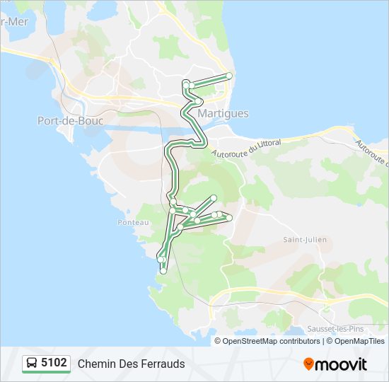 Plan de la ligne 5102 de bus