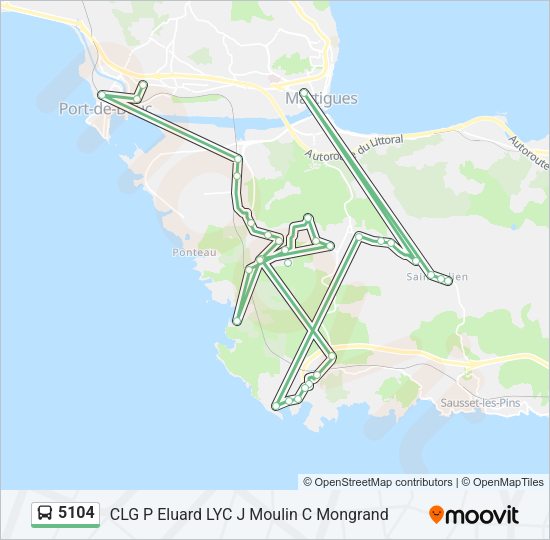 Plan de la ligne 5104 de bus