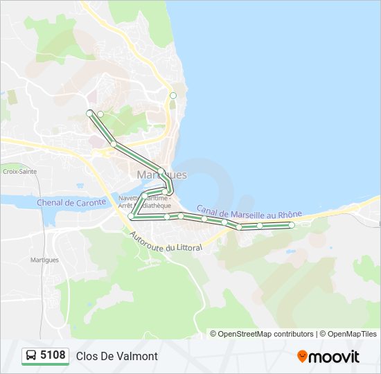 Plan de la ligne 5108 de bus