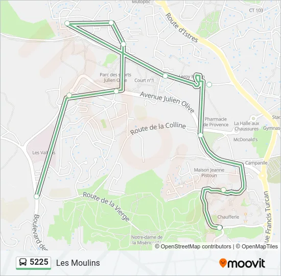 Plan de la ligne 5225 de bus