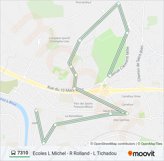 Plan de la ligne 7310 de bus