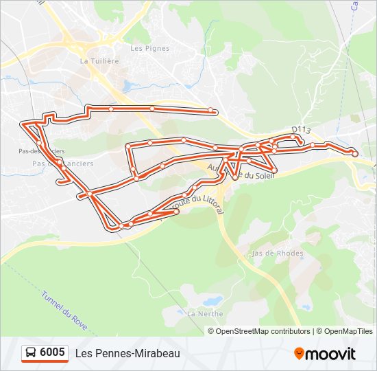 Plan de la ligne 6005 de bus