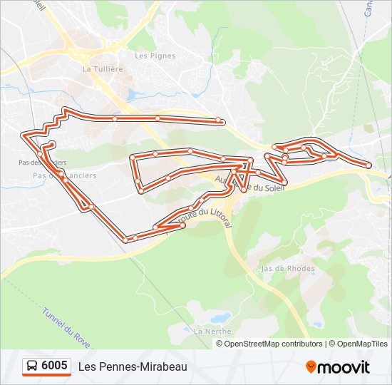 Plan de la ligne 6005 de bus