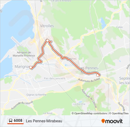 Plan de la ligne 6008 de bus