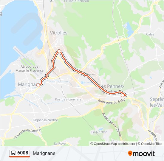 Plan de la ligne 6008 de bus