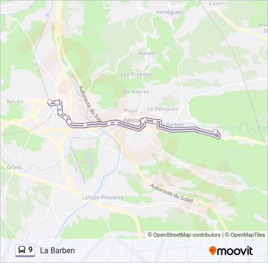 Plan de la ligne 9 de bus