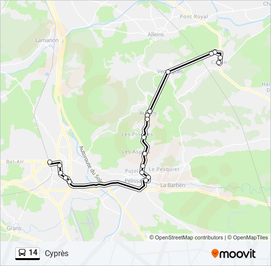 14 bus Line Map