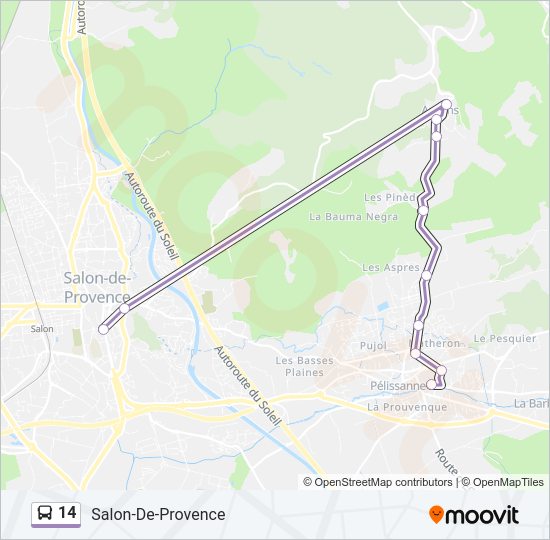 Plan de la ligne 14 de bus