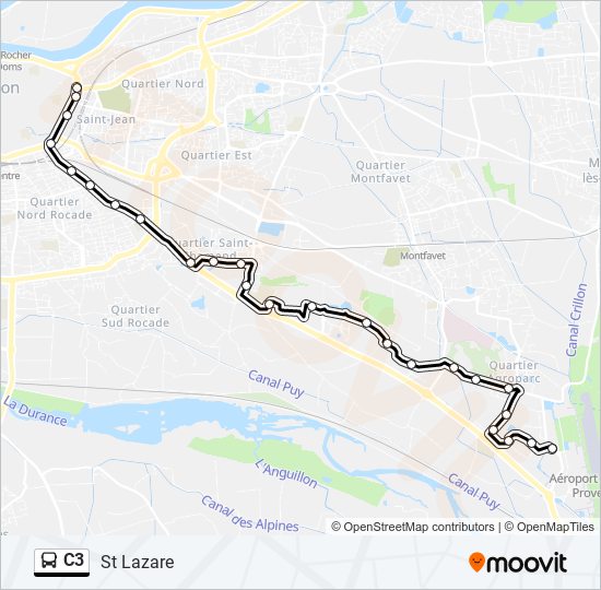 Plan de la ligne C3 de bus