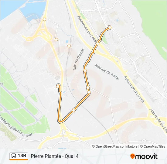13B Bus Line Map