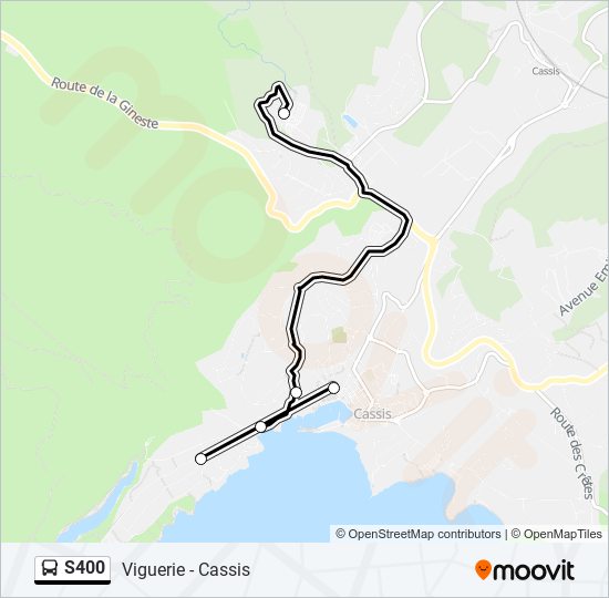 Plan de la ligne S400 de bus