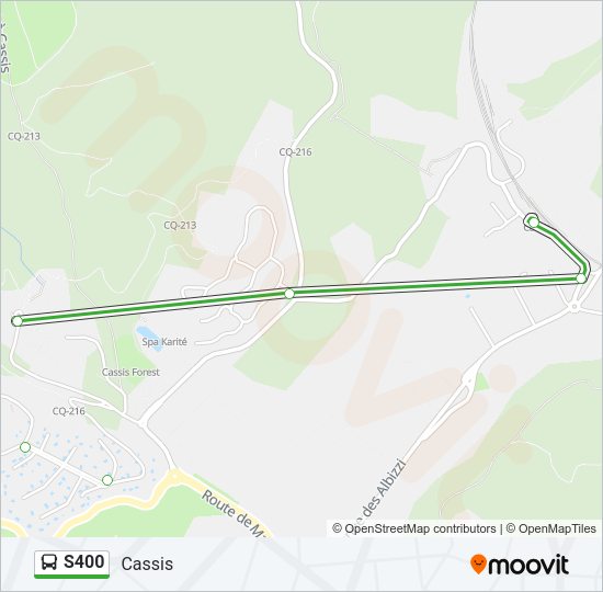 Plan de la ligne S400 de bus