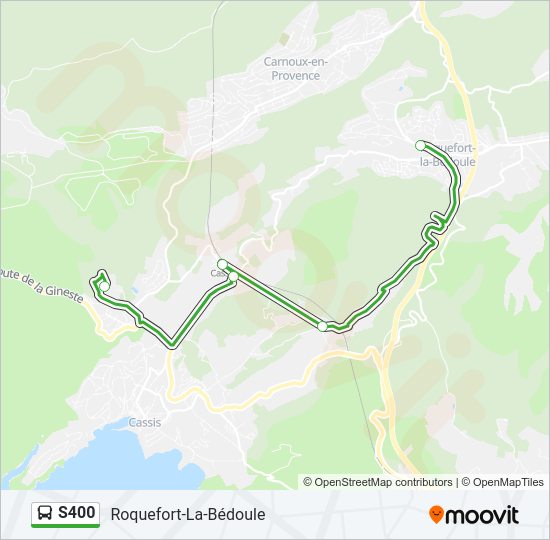 Plan de la ligne S400 de bus