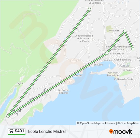 Plan de la ligne S401 de bus