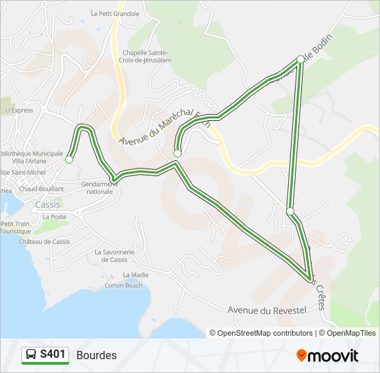 Plan de la ligne S401 de bus