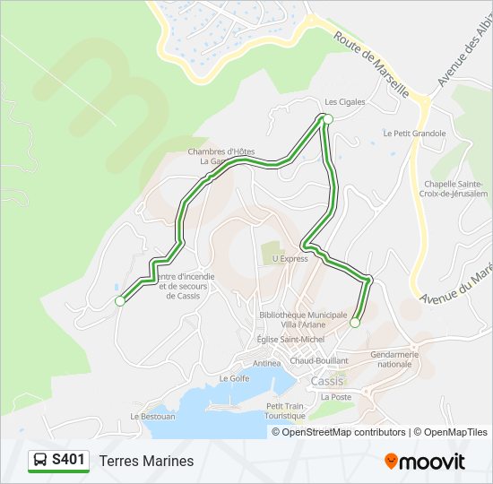 Plan de la ligne S401 de bus